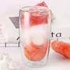 Cheapest Souvenir China Supplier Hand Painted Double Wall Glass Cup Amazon Top Seller 2018 New Design Pattern Reusable Glass