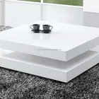 fashionable modern white high gloss square wooden coffee table in living room made in China