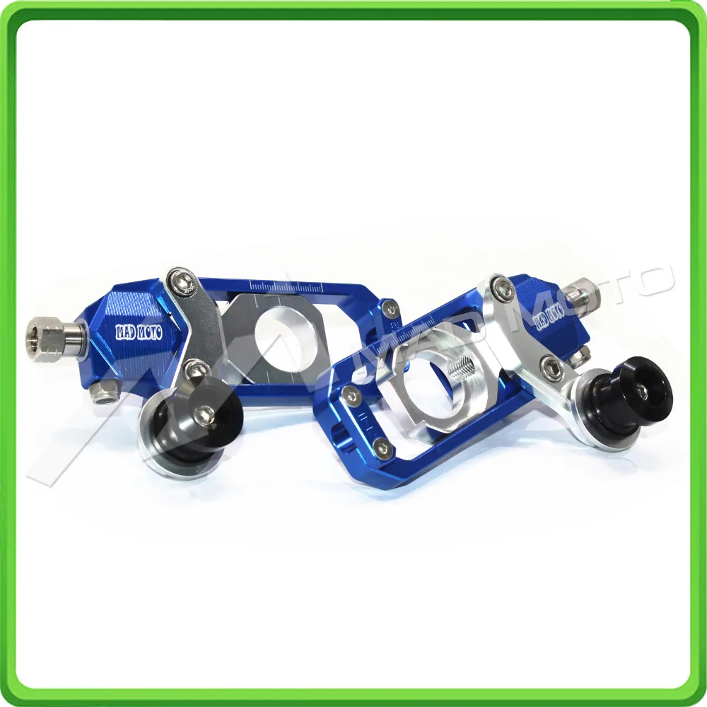 Motorcycle Chain Tensioner Adjuster with bobbins kit for Kawasaki Ninja ZX6R ZX-6R ZX-636 ZX636 2013 2014 2015 2016 Blue&Silver (6)