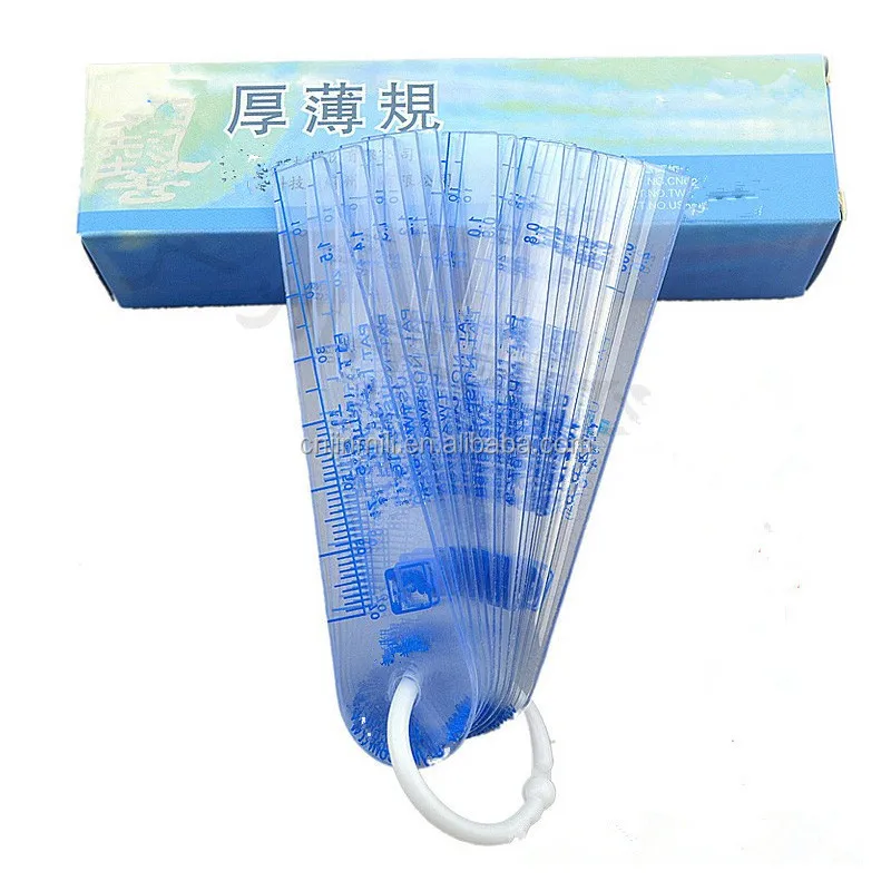 Hot Sales Transparent Plastic Feeler Gauge Plastic Filler Gauge 19pieces(0.05 to 2.0mm), Blue and transparent
Hot Sales Transparent Plastic Feeler Gauge Plastic Filler Gauge 19pieces(0.05 to 2.0mm), Blue and transparent
