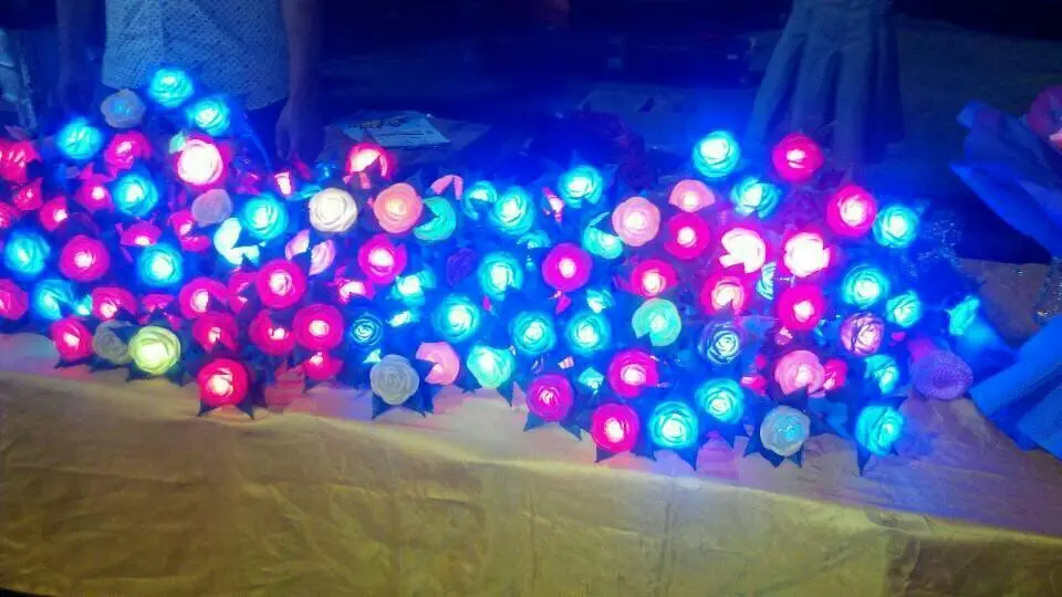 ファンタスティック人工ローズled花屋外装飾人工led花仕入れ・メーカー・工場