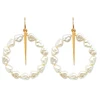 Gold bar round big Real freshwater baroque pearl earrings