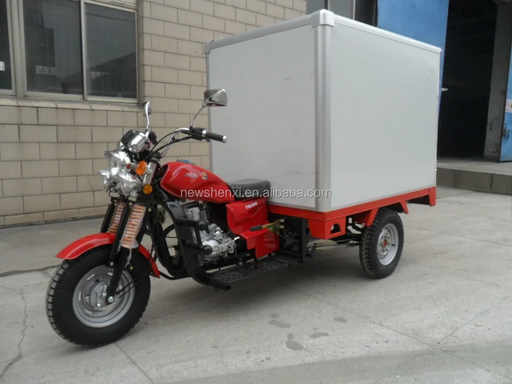 200CC 3 Wheel Motorcycle Closed Body Cargo Trike Single Cylinder Gas Petrol Drum Brake