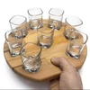 Eco-friendly Round liquor board with 8 square glass tray for party