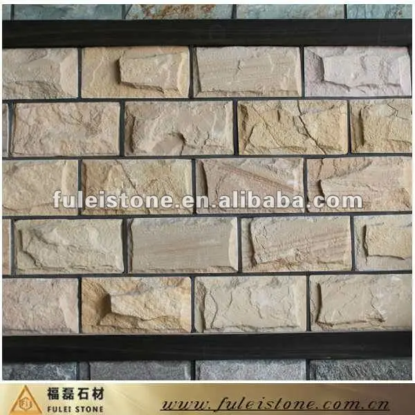 Amarillo piedra arenisca de color beige fino ladrillo paredes