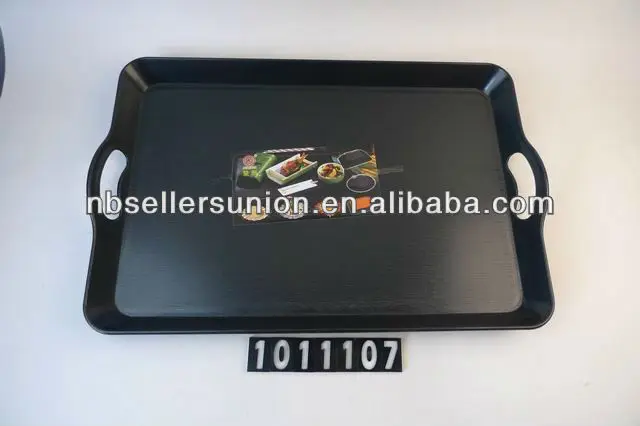 Black Plastic Serving Tray With Handle