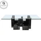 modern tempered glass top coffee table with black frame