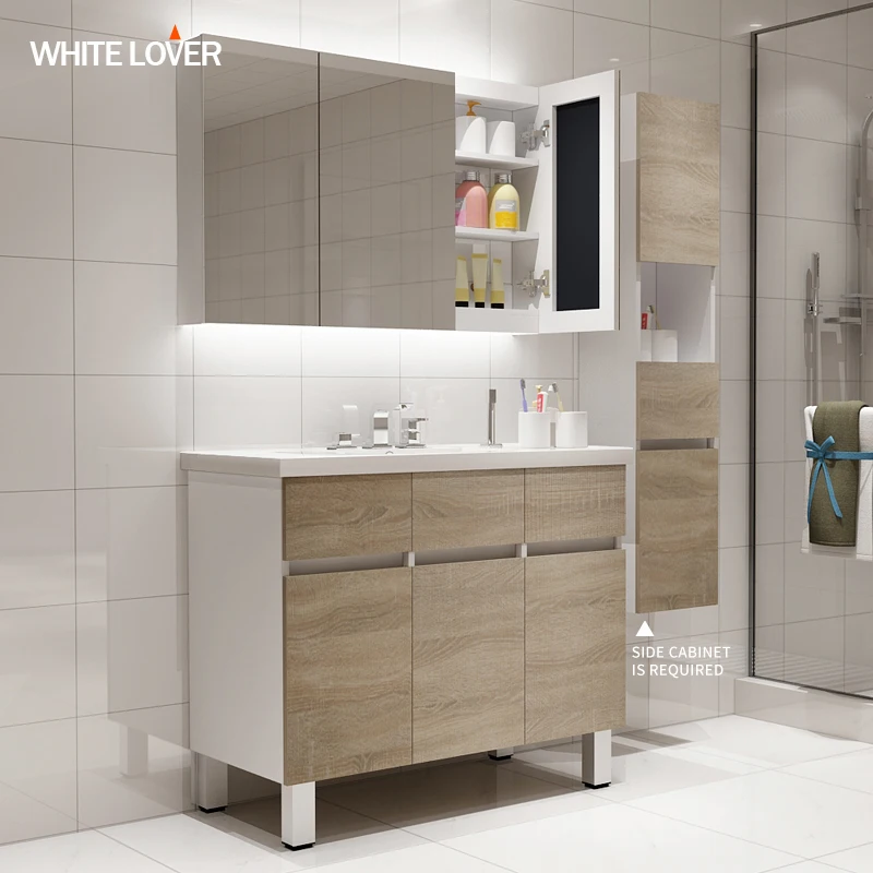 Floor Standing Luxury Bathroom Cabinets Solid Wood Modern Bathroom