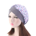Wholesale Women Printing Cotton Turban Hair Bonnet Stretchy Band Sleep Cao Bonnets TJM-337A