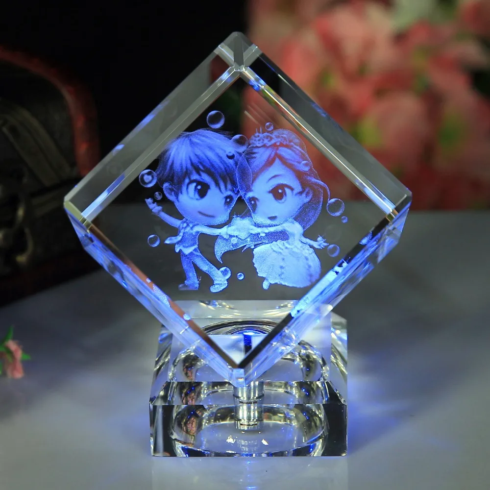 Hot sale souvenir glass block/cube gift 3d laser engrave/K9 Clear Blank glass 3D Laser engraved crystal Cube
