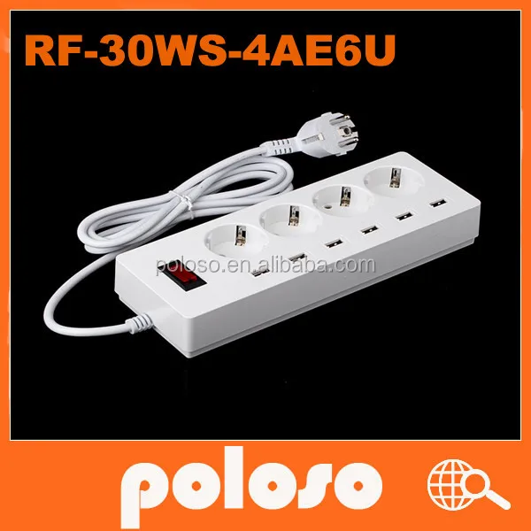 Factory price Standard 4 Outlet 6 USB ports with CE & RoHS electrical outlet multiple socket