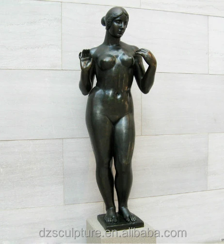 Occidental mujer desnuda fundido bronce gordo mujer escultura de arte