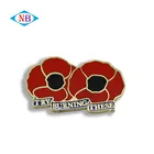 Plating gold metal hard enamel poppy badge souvenir enamel pin cheap wholesale