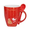 Custom Promotional Christmas Day Cup With Spoon Advertising Coffee Mug Gift Set