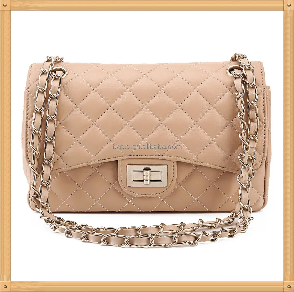 Most popular NEPPT high quality lady genuine leather handbag shoulder bag with long metal chain Women Handbag