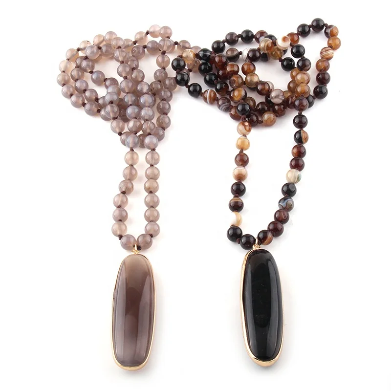Bohemian Jewelry Gray/Brown Agate Stones Knotted Drop Stone Pendant Necklaces For Women Ethnic Necklace, ,brown,grey
Bohemian Jewelry Gray/Brown Agate Stones Knotted Drop Stone Pendant Necklaces For Women Ethnic Necklace, ,brown,grey