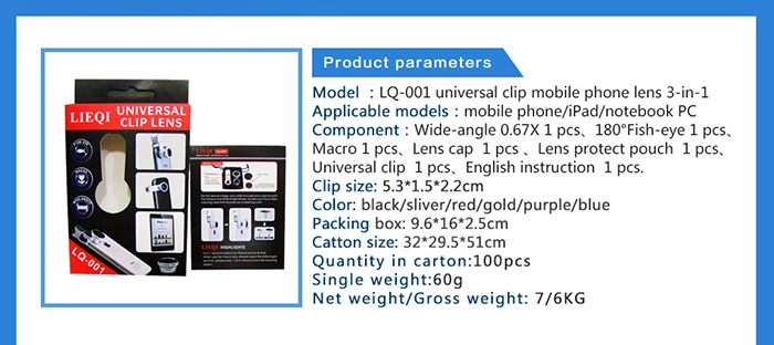 Waterproof External Camera Lenses 3 In 1 Lens Set For Smartphones