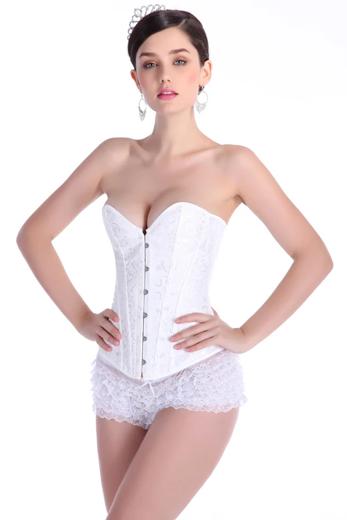 XS-XXL Sexy Corselet Women Bustiers TOP Satin Embroidered waist training Overbust Corsets Plus size Sexy lingerie laceup Hotsale