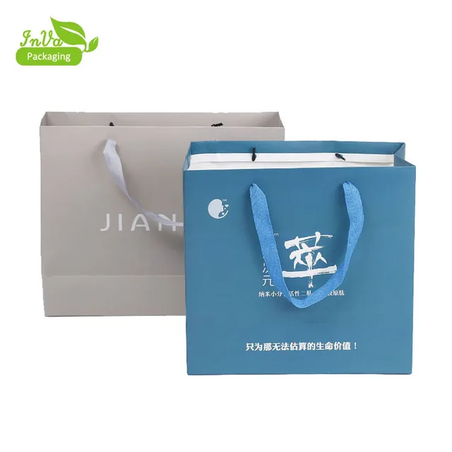 custom made color matte lamination retail slogan paper bag