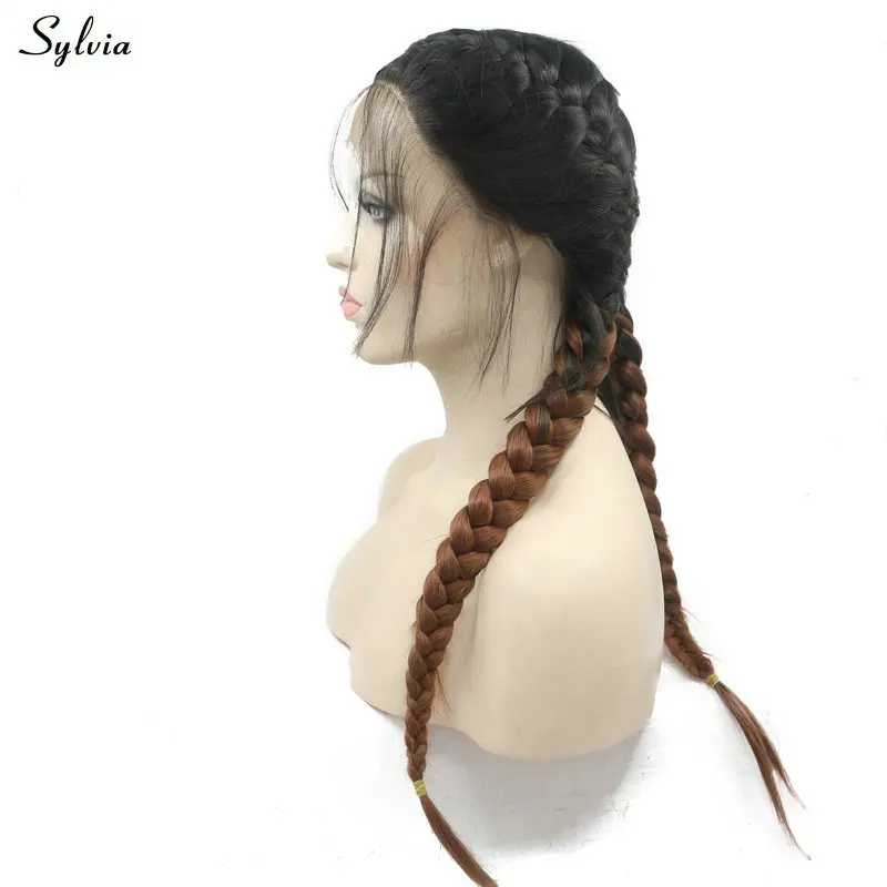 black ombre brown synthetic lace front wig (2)