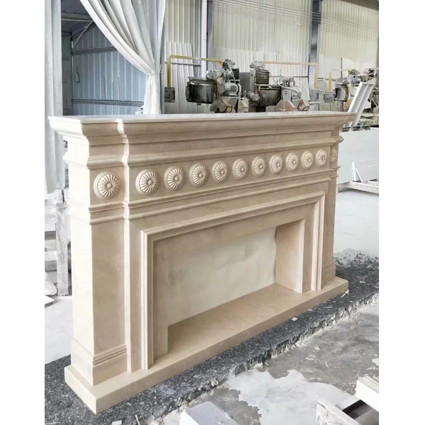 Natural Marble Stone Fireplace Surround Beige Marble Fire Place