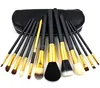 Wholesale 12PCS Black Gold Professional Makeup Brush Set cosmetic bleanding brush set