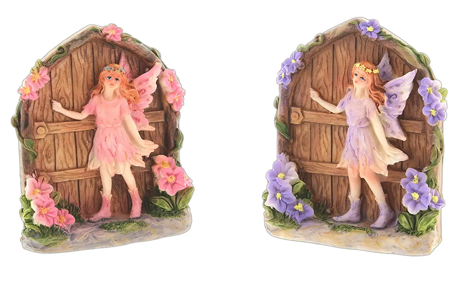gift craft set of 2 assorted mini fairy garden doors in pink and