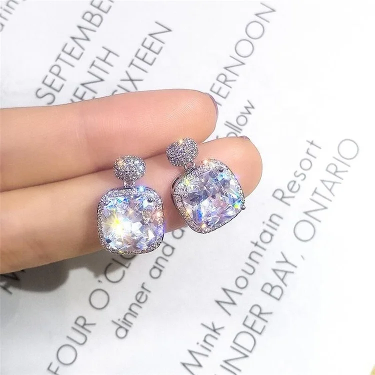 Statement Drop earrings Cushion cut cz Real Party Wedding Dangle Earrings for women jewelry
Statement Drop earrings Cushion cut cz Real Party Wedding Dangle Earrings for women jewelry