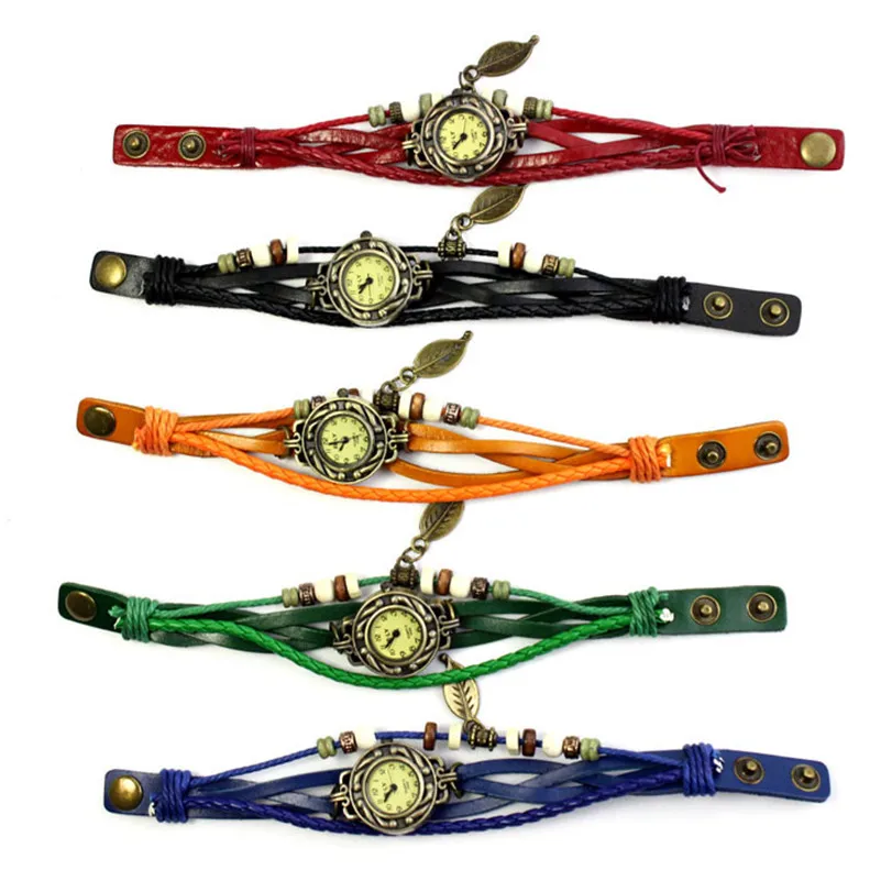 Free Ship 2017 Fashion Casual Quartz Women Bracelet Vintage Weave Wrap Leather Bracelet Leaf Beads Wrist Watches Relogio, N/a
Free Ship 2017 Fashion Casual Quartz Women Bracelet Vintage Weave Wrap Leather Bracelet Leaf Beads Wrist Watches Relogio, N/a