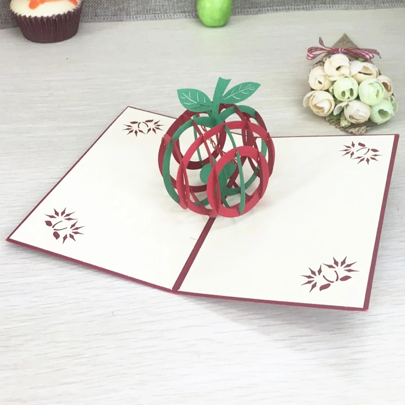 1pcs Peace Fruit Laser Cut 3D Handmade Pop Up Greeting Cards Postcard Kirigami Thanksgiving Day Christmas Birthday Gifts (4)