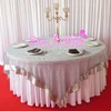 90''*90'' Square Gray Rose Pattern Flocking Organza Overlay Table Cloth For Wedding