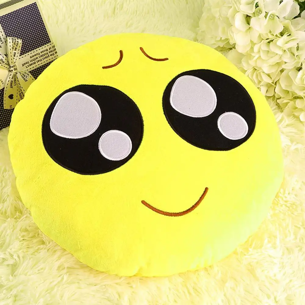 pretty Soft cute Emoji Smile Emoticon Pretty Round Cushion Pillow Stuffed Plush Toy