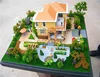 Luxury single building villa miniature 3d maquette landscape plan in scale