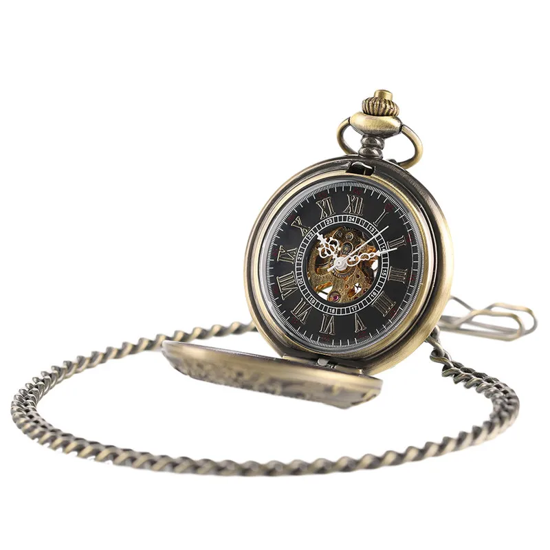 Antique Mechanical Pocket Watch Floral Crystal Cover Fob Chain Elegant Nurse Watches Special Gifts for Friends Family New Year (6)
