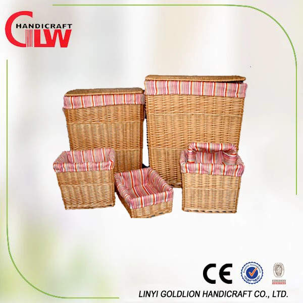 wholesale set 5 handmade willow storage basket with liners