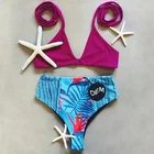OEM Floral Print Thong Bikini Sexy One Piece Backless Swimsuit High Waist Bikini