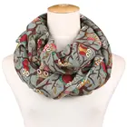 New fashion spring gray scarf with colorful owl winter neck printing scarf
