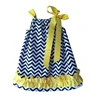 Wholesale Princess Blue Chevron with Yellow Trim Cotton Pillow Case Dress