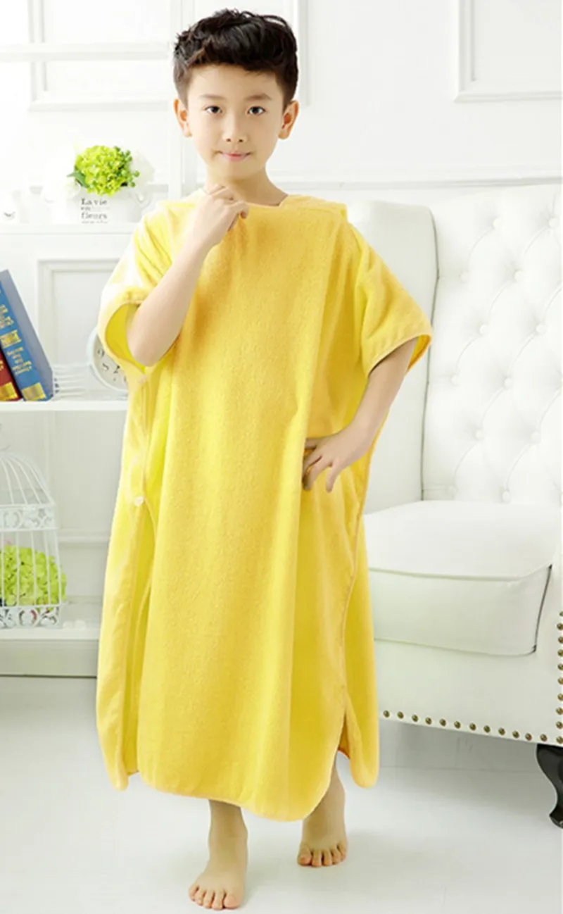 Cotton Bathrobe Hooded Pullover Beach Towel Robe 11