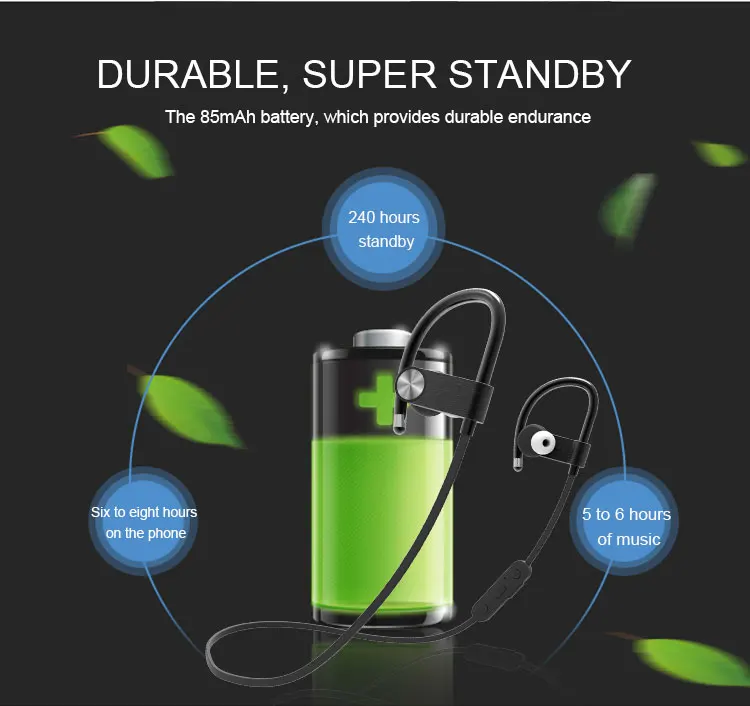 Amazon U8s Bluetooths 4.1 Sport Earphone Handfree Wireless Bluetooths Headset Earphones with Mic Ear-hook - ANKUX.COM