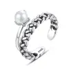 CZCITY Imitation Pearl Rings 925 Silver Vintage Punk Fashion Ring for Girls and Boys Fine Jewelry for Women