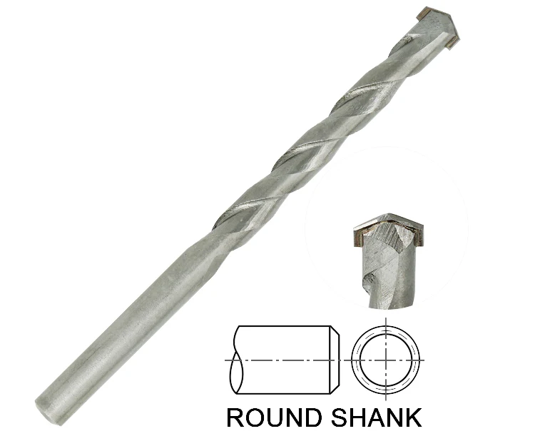 Round Shank Sand Blasted L Flute Carbide Tipped Masonry Drill Bit for Concrete Brick Masonry Drilling