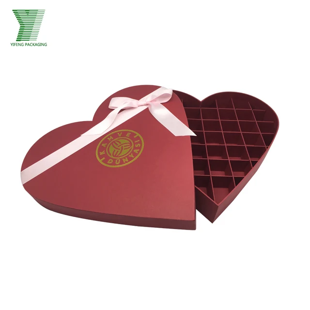 red sweet wedding gift heart shaped chocolate box with paper