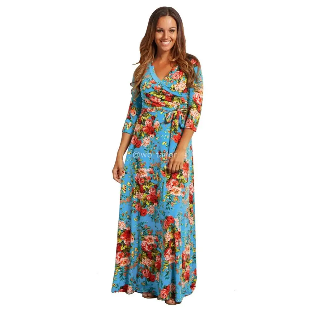 Wholesale oem fashion formal elegant party casual v neck sash long sleeve floral print floor length long maxi dress, Blue;navy;black;white;red
Wholesale oem fashion formal elegant party casual v neck sash long sleeve floral print floor length long maxi dress, Blue;navy;black;white;red