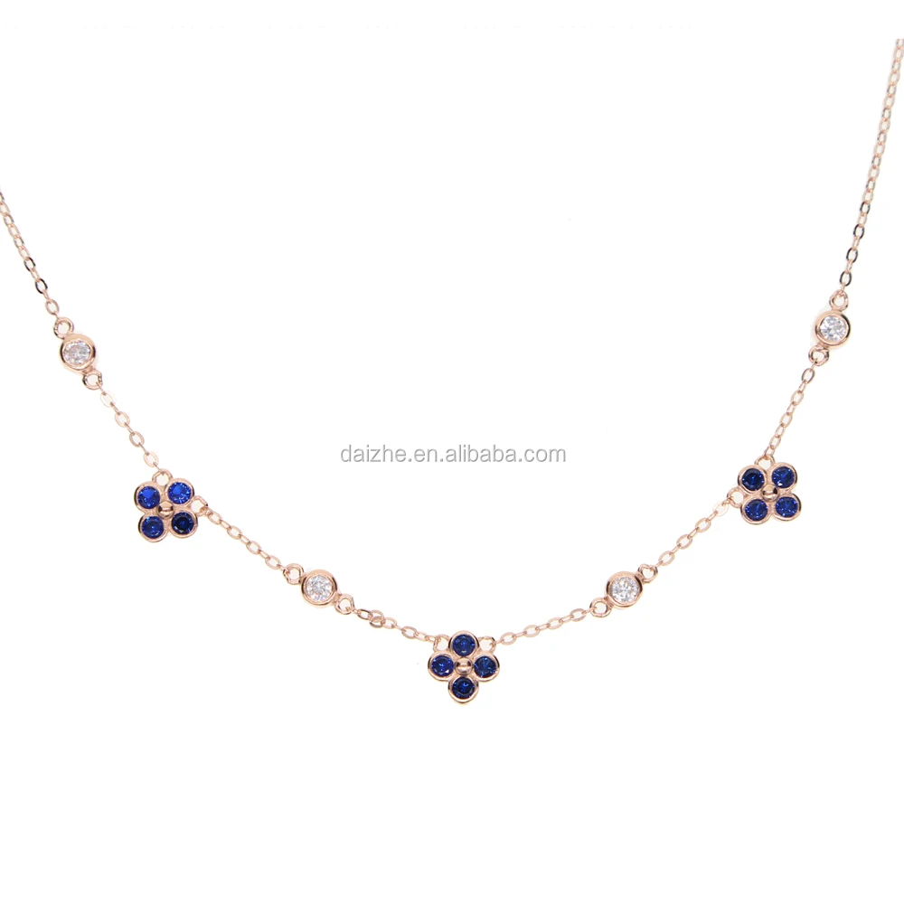 fashion flower necklace with sapphire cz paved clover charm station long chain necklace in 925 sterling silver for best friend, Black
fashion flower necklace with sapphire cz paved clover charm station long chain necklace in 925 sterling silver for best friend, Black