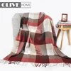 China Factory Wholesale Sofa Blanket Woven Brushed Sylvester Plaid Acrylic Throw With Tassel