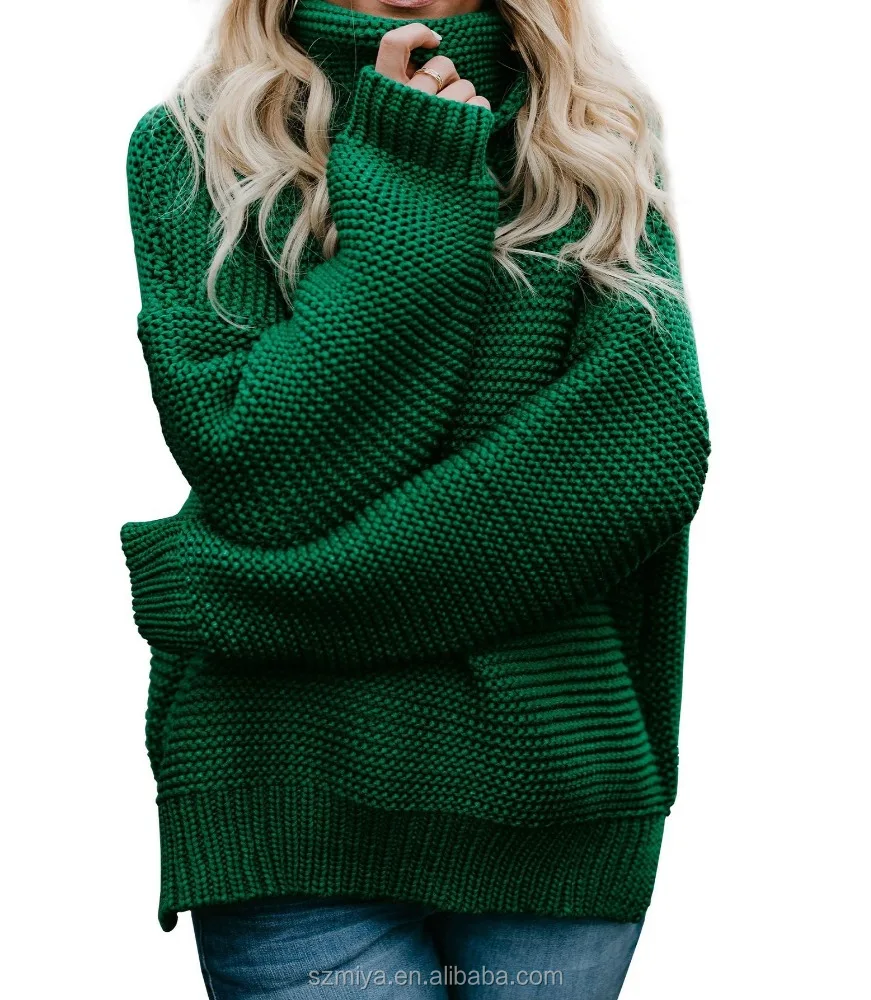 oversized high neck knitting winter sweater,women knitting