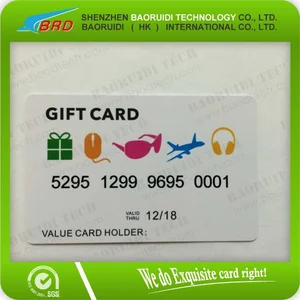 gift cards in plastic