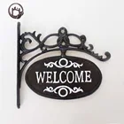 Antique cast iron metal crafts home retail store wall mount welcome sign decorative piece for sale