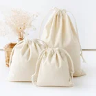 DIY Customized Recyclable Natural Color Blank Cotton Canvas Drawstring Small Gift Bags for Girls